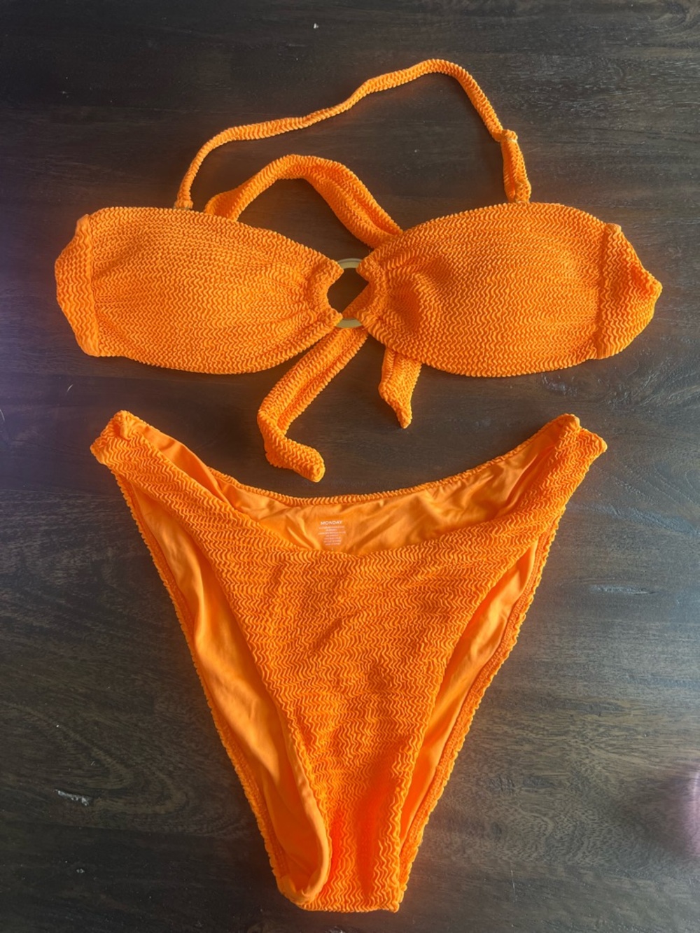 Monday Swimwear Tangerine Crinkle Costa Rica Top & Seychelles Bottom